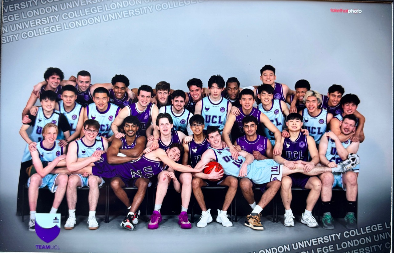 UCL Men’s Basketball Club candid team photograph